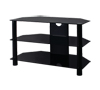 BTF102 3 Shelf Tempered Black Glass AV Stand