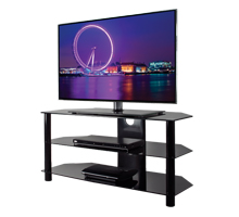 BTF103 3 Shelf Tempered Black Glass AV Stand